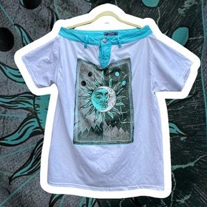 Tarot Tee with Denim Collar